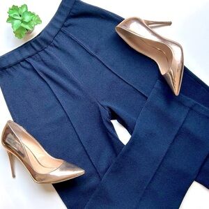 St. John Navy Blue Santana Knit Pants Straight Seam Front Size 4